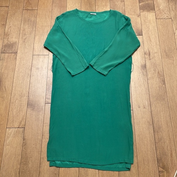 NAÏF NAIF Montreal green emerald midi shirt slip dress MEDIUM longsleeve - Picture 5 of 10